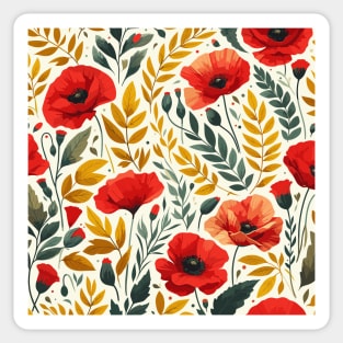 Red Poppy Flower Sticker